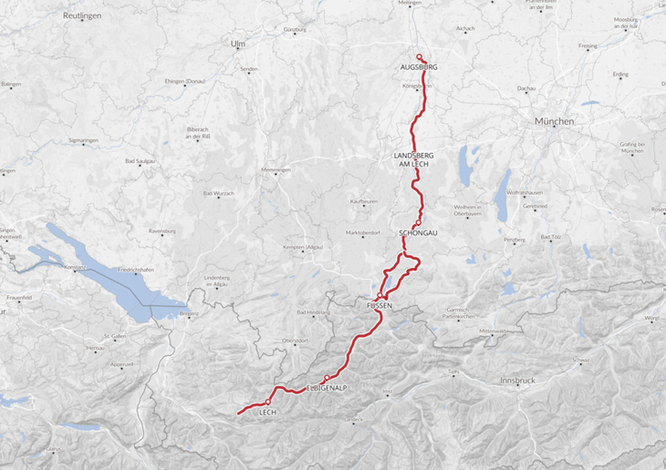 Lechradweg Route