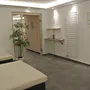 Moderner Saunaraum mit Liegen, Pflanzen und dekorativer Wandkunst.