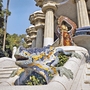 Mosaik-Eidechse im Park Güell, Barcelona mit bunten Kacheln verziert.