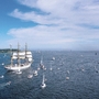 Segelschiff Gorch Fock und Boote bei der Kieler Woche auf der Ostsee